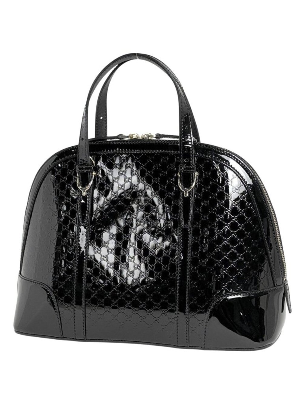 Gucci Micro Guccissima Handbag 2-Way Enamel Nice Patent Leather Black